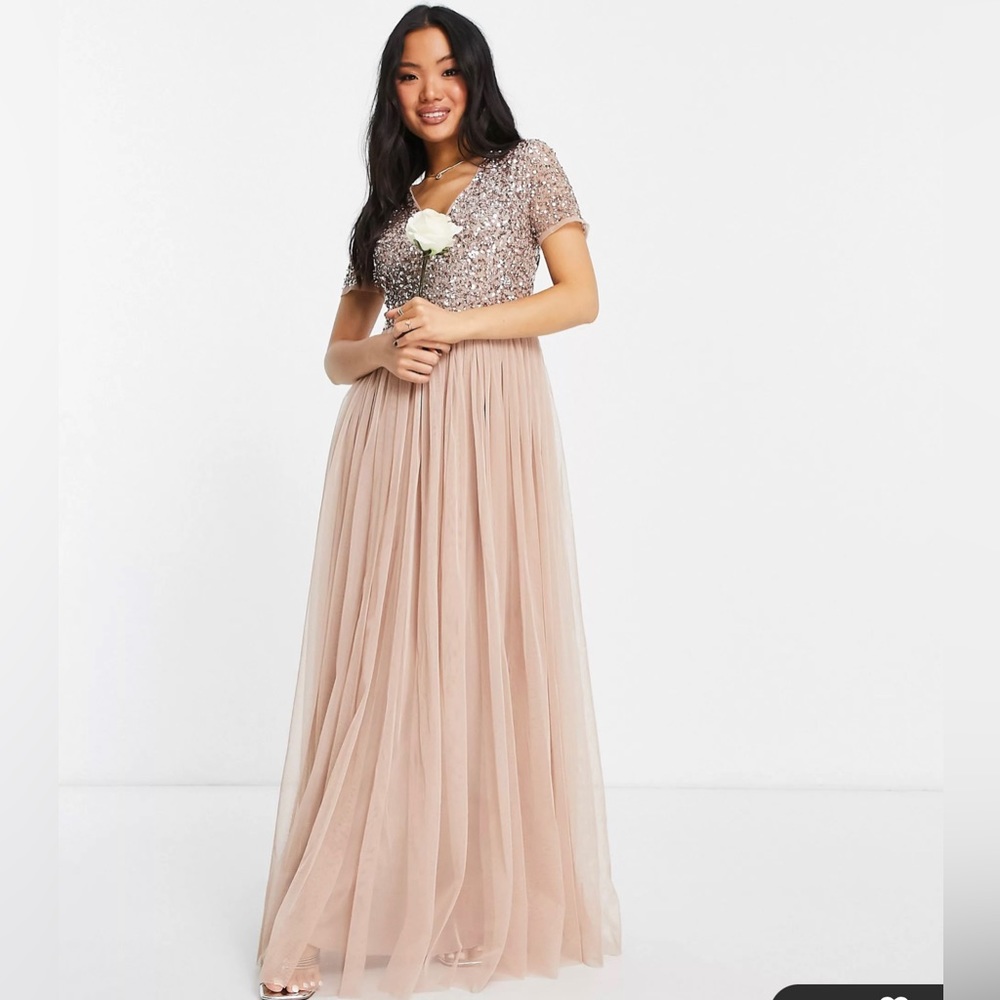 Gold/pink sequin gown